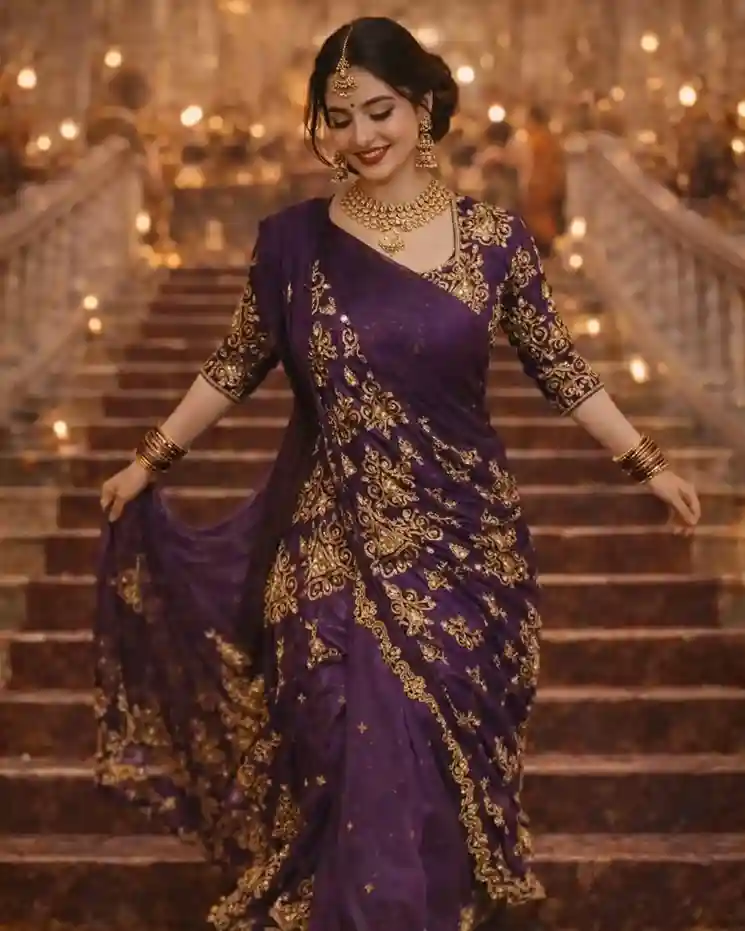 Trending Purple Saree Prompt: Viral AI Photo Editing Prompt