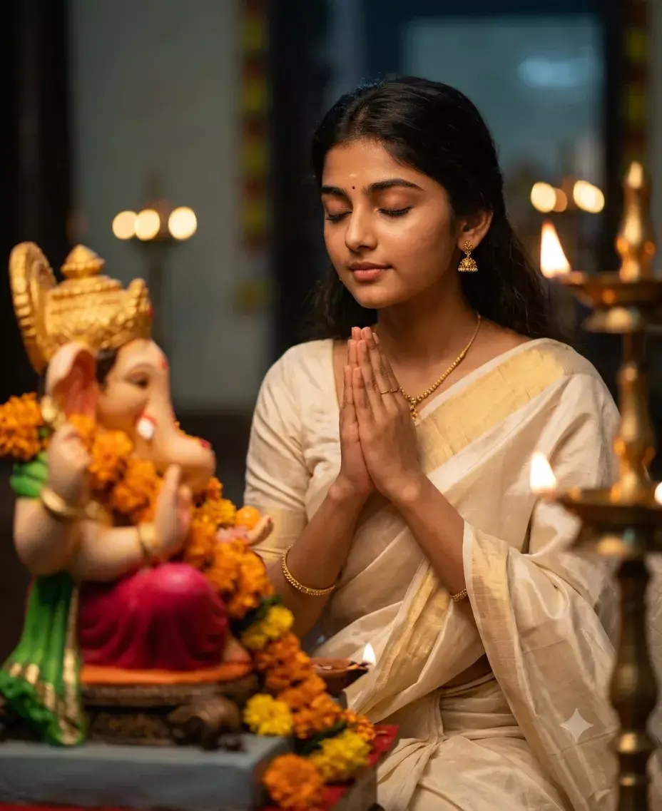 Ganesh Chaturthi Prompt for Women, Girls: AI Photo Editing Ideas