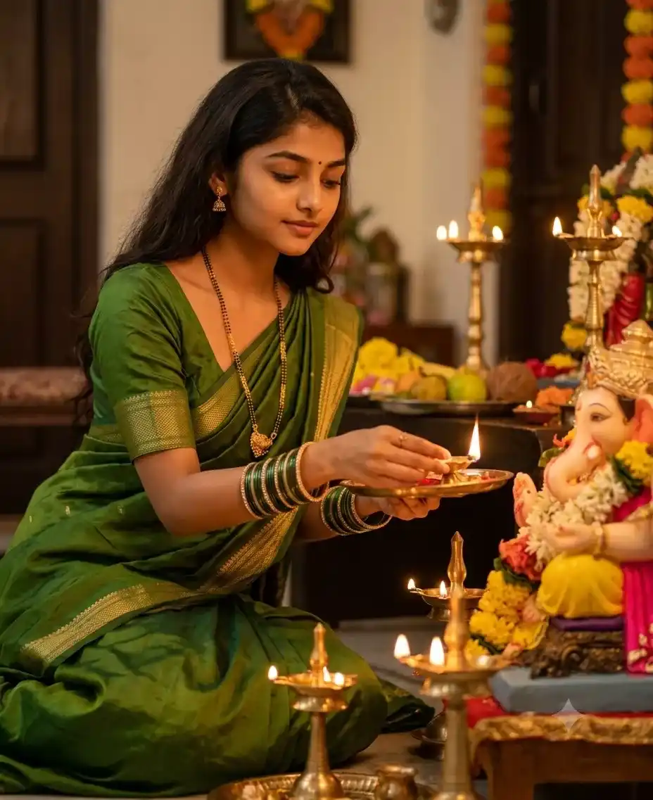 Ganesh Chaturthi Prompt for Women, Girls: AI Photo Editing Ideas