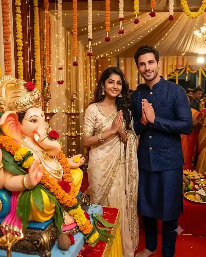 Ganesh Chaturthi Prompt for Women, Girls: AI Photo Editing Ideas