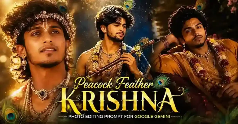Peacock Feather Krishna Photo Editing Prompt for Google Gemini