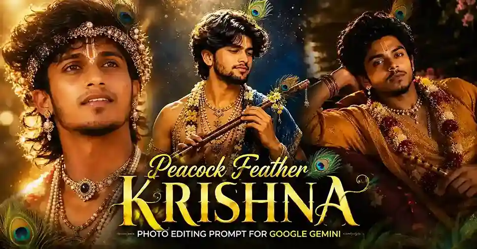 Peacock Feather Krishna Photo Editing Prompt for Google Gemini